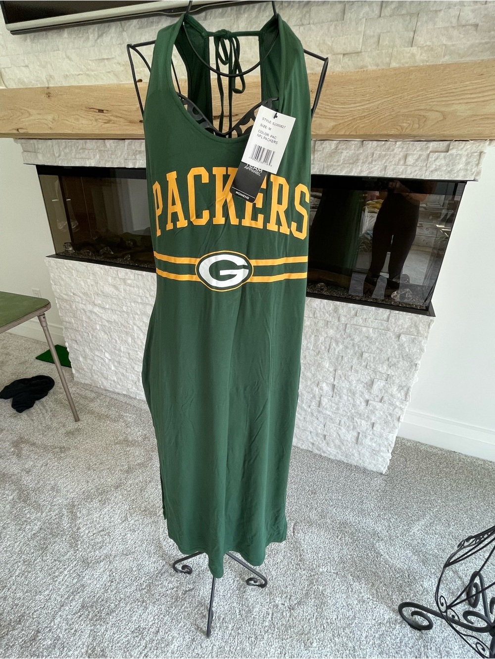 NFL Green Bay Packers Halter Maxi Dress with Yellow Logo